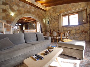 Télévision, cheminée, lecteur de DVD