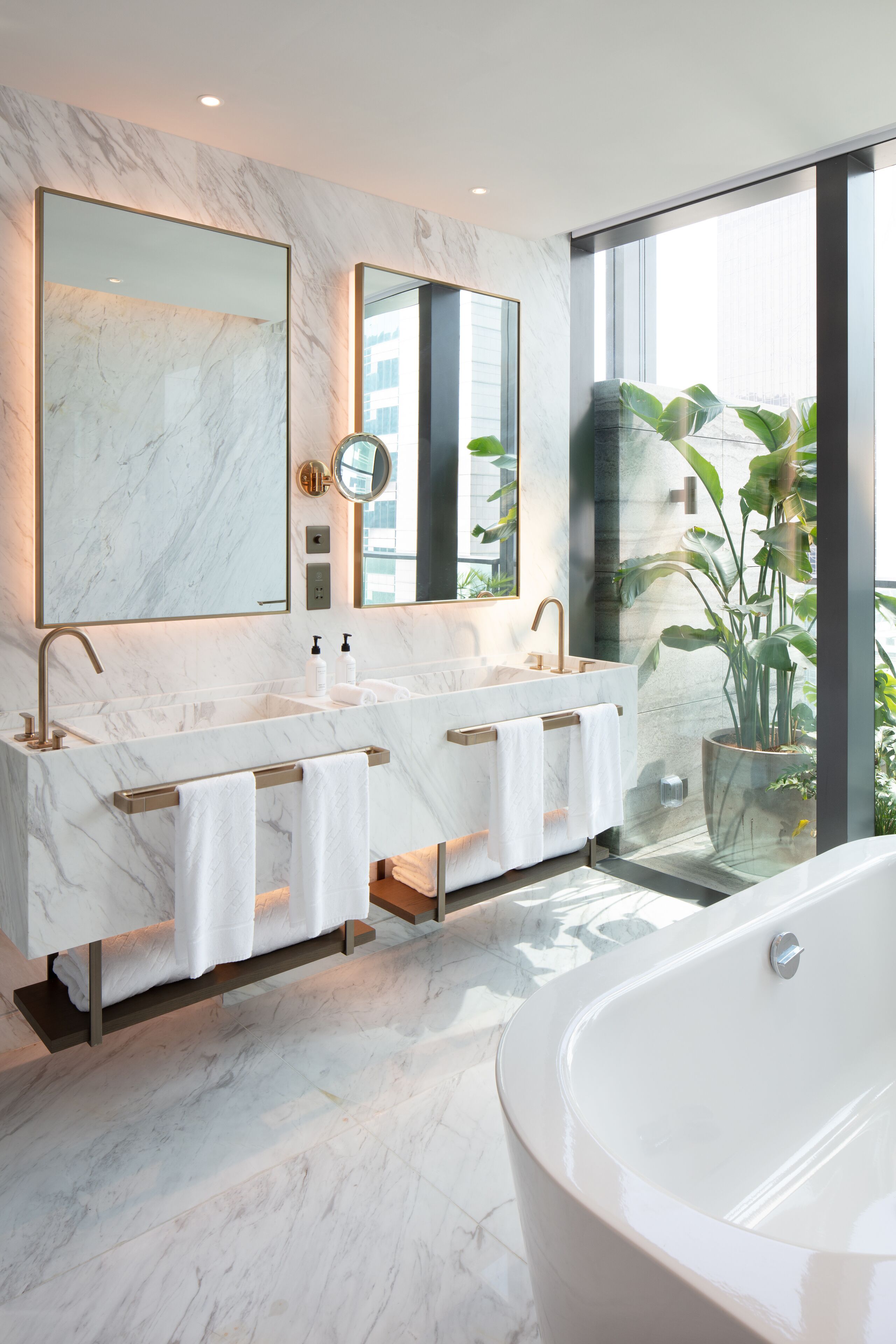 the library suite | bathroom | designer toiletries, hair dryer, bathrobes, slippers