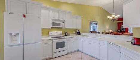 Fridge, microwave, oven, dishwasher