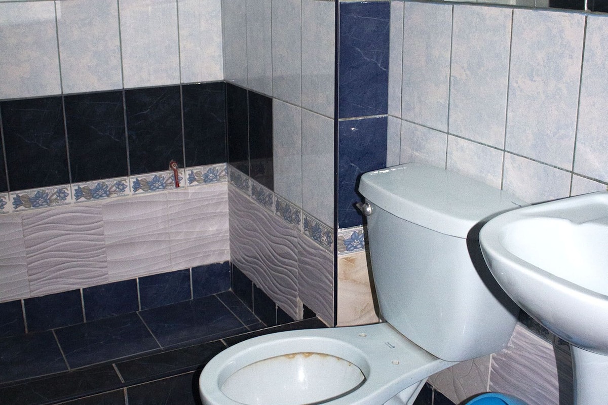 shower, towels, soap, shampoo