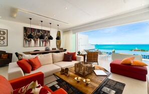 Luxury Sea View Pool Villa T 3-Bedroom | Living area | 50-inch LED TV with digital channels, TV - Unique Boutique Resort (Koh Samui)