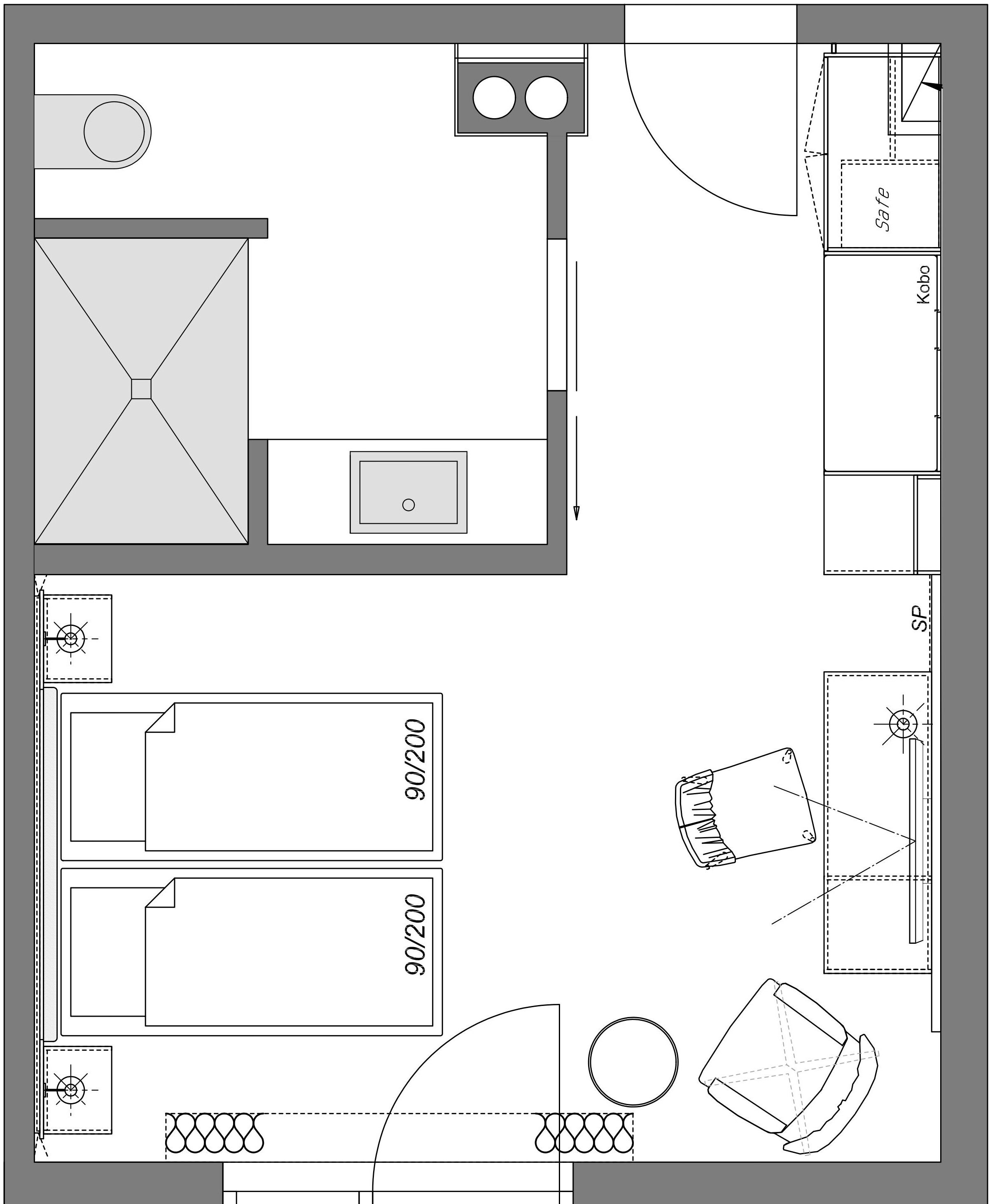 deluxe double room | floor plan