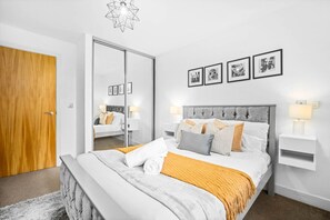 1 bedroom, desk, iron/ironing board, travel cot