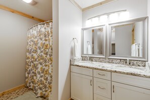 Hair dryer, towels, toilet paper