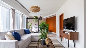 Living room - Serene Studio Apartment in Central Park Towers (Dubai)