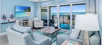 Top Floor Beachfront & Sunset Views! Walk to Everything! Smart TVs + Workspace!