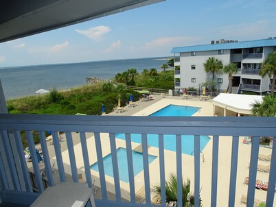 Amazing Water Views! Top Floor! Steps to the pool and beach access!