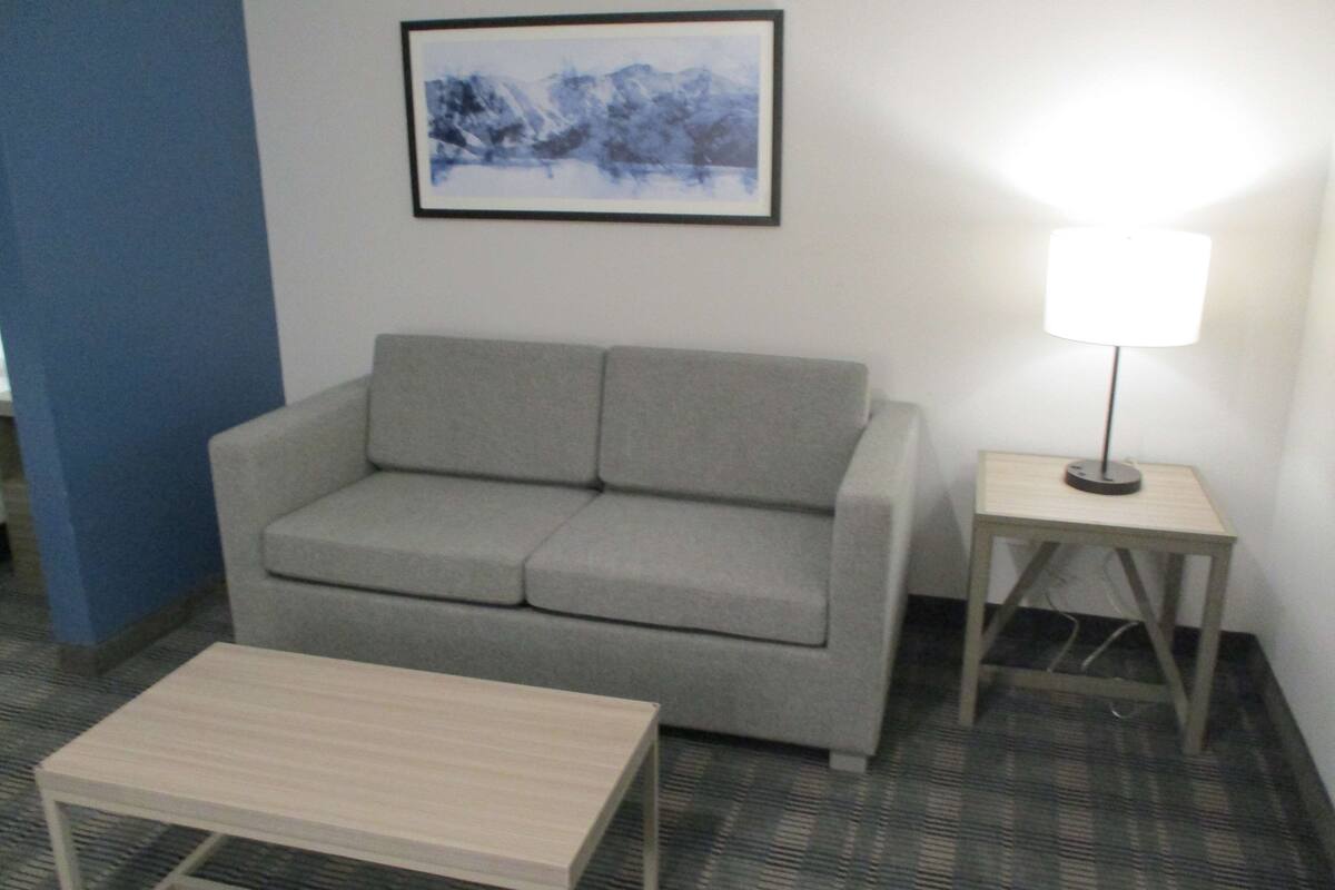 1 bedroom, desk, laptop workspace, iron/ironing board