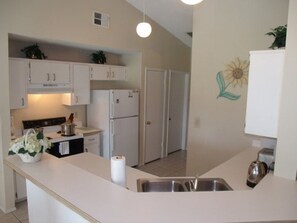 Kühlschrank, Mikrowelle, Herdplatte, Geschirrspüler