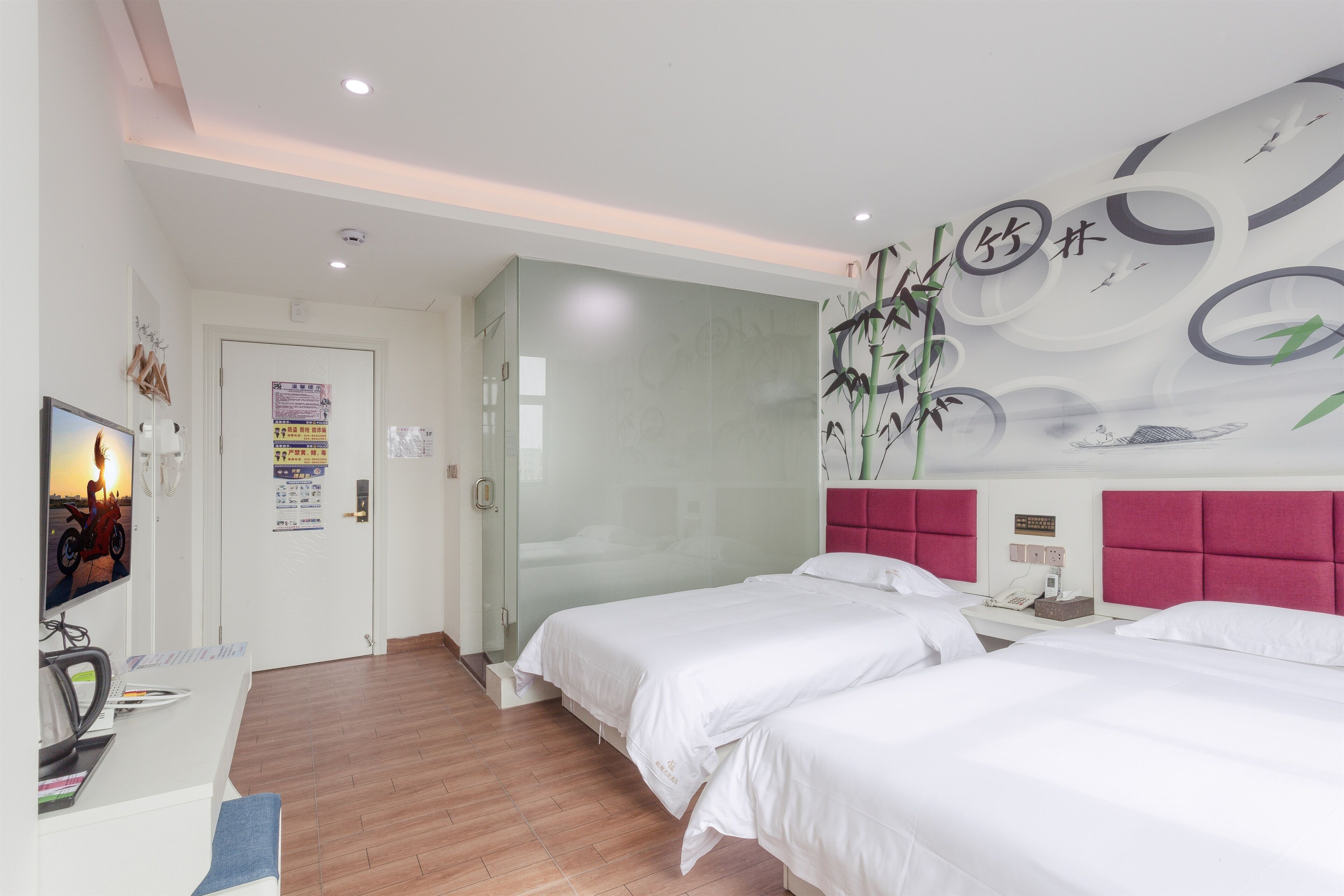 budget twin room | desk, blackout curtains, free wifi, bed sheets