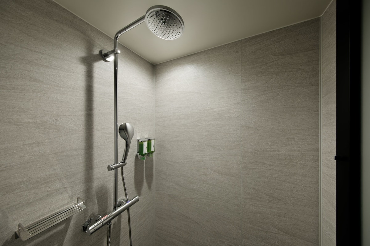 shower, free toiletries, hair dryer, slippers