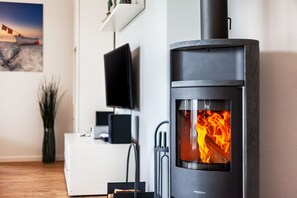 Kirschgarten 9 - Seestern | Living room | 50-inch flat-screen TV with cable channels, TV, fireplace - Kirschgarten 9 - Seestern (Kellenhusen)