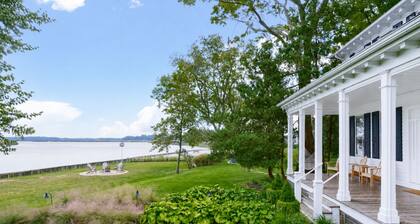 Waterfront Farmhouse Retreat w/ Hot Tub & Fire Pit