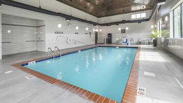 Indoor pool, open 8:00 AM to 10:00 PM, sun loungers