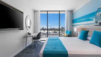 Premium bedding, down duvets, memory-foam beds, desk