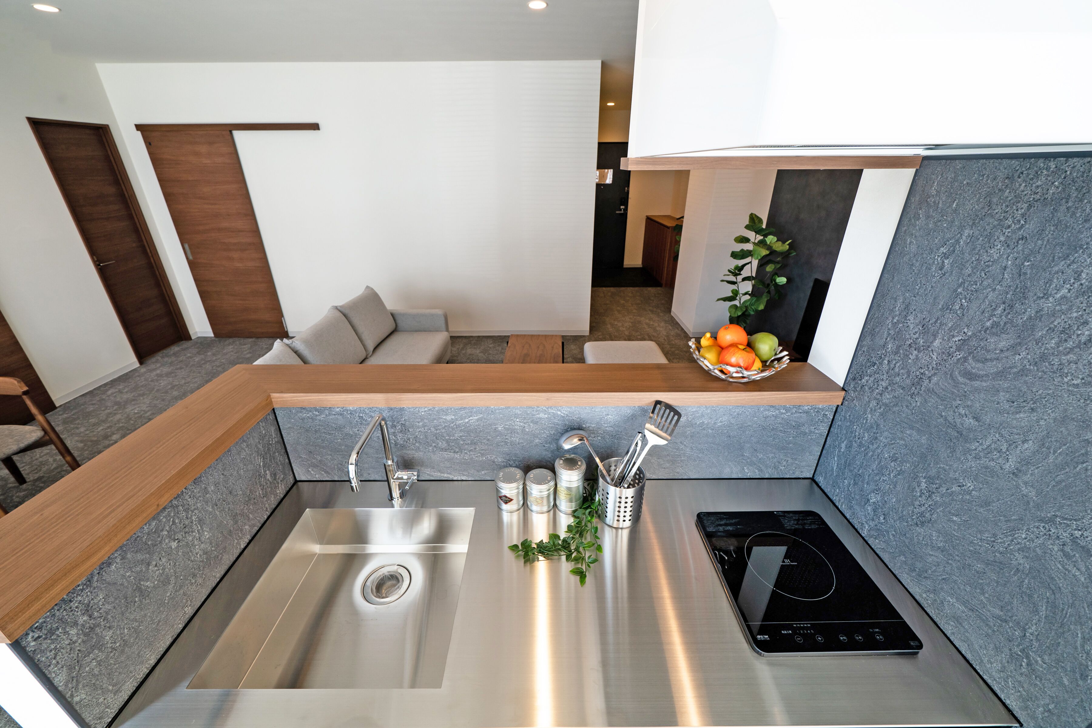 Appartement, 1 chambre, non-fumeurs (E type) | Cuisine privée | Réfrigérateur, micro-ondes, plaque de cuisson, bouilloire électrique