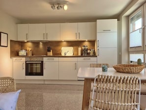 Fridge, microwave, oven, dishwasher