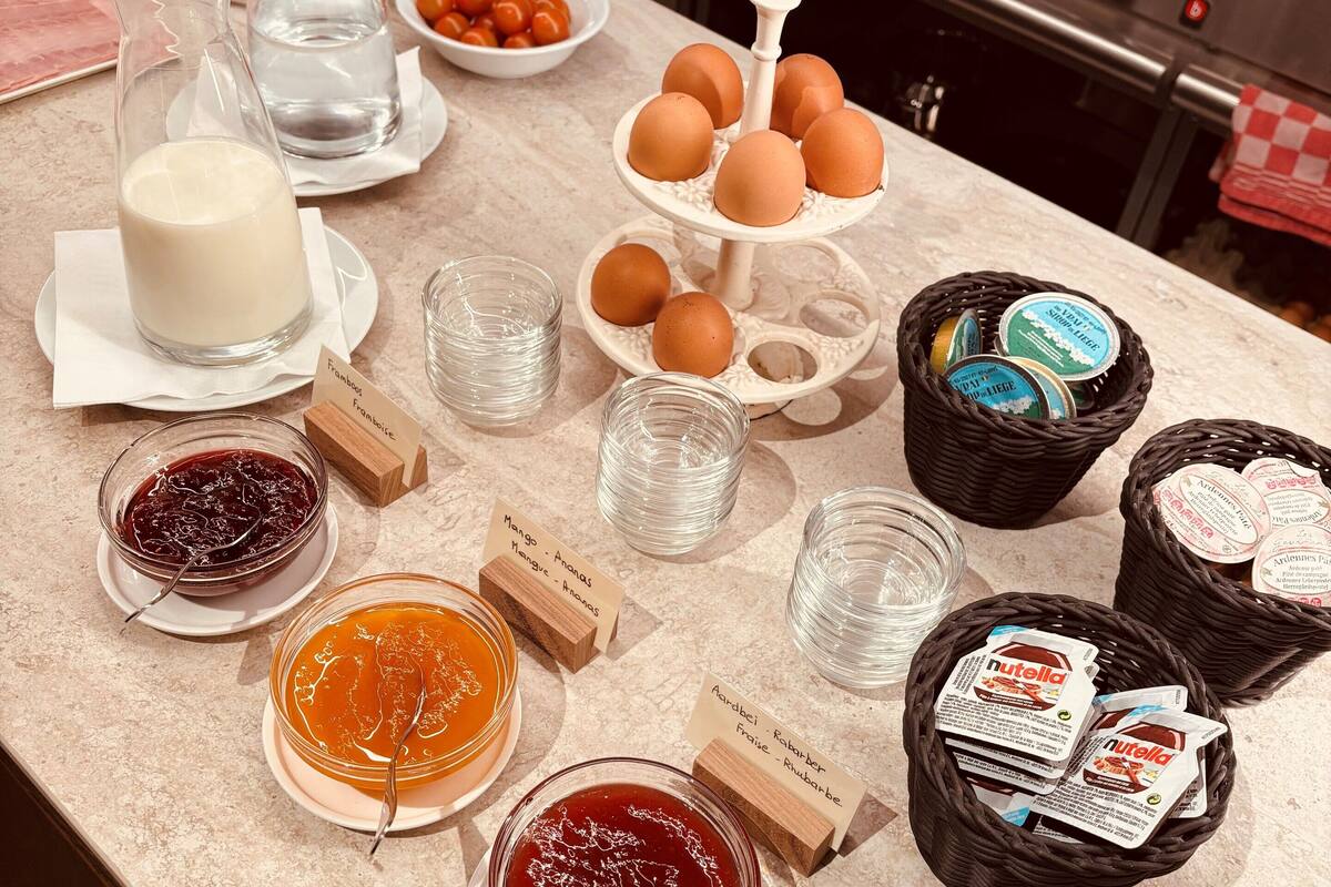 daily self-service breakfast (eur 19.50 per person)