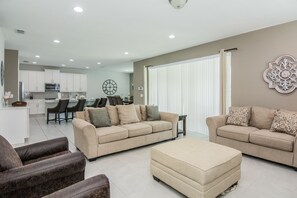 House, 5 Bedrooms, Private Pool (No Clubhouse or Resort Amenity access) | Living room - Amazing 5 Bedrooms House With Private Pool at Encore Resort (7711) (Kissimmee)