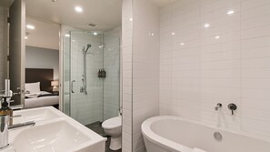Bathtub, hair dryer, towels