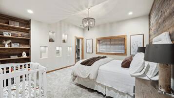 6 bedrooms, desk, iron/ironing board, travel crib