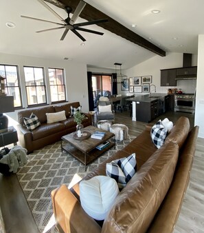 Smart TV, lareira, livros