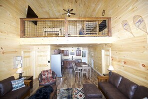 TV, fireplace, video games, table football