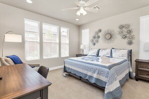 4 bedrooms, desk, iron/ironing board, travel crib