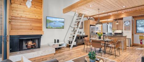 Smart-tv och eldstad