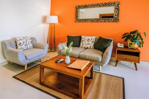 Suite, Pool View | Living area | LED TV - Kahayana Suites (Ubud)