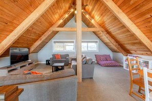 Smart TV, DVD player, books, video library