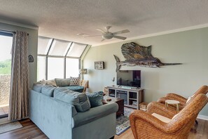 TV, DVD player, books