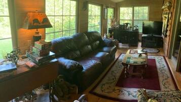 Smart-TV, Kamin, DVD-Player, Bücher