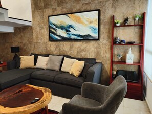 Smart TV, DVD player, books, music library