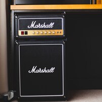 Un amplificatore Marshall con manopole di controllo e interruttore di alimentazione.