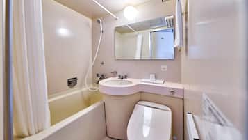 Combined shower/bathtub, hair dryer, slippers, electronic bidet