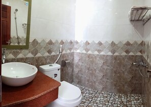 Shower, rainfall showerhead, hair dryer, bidet