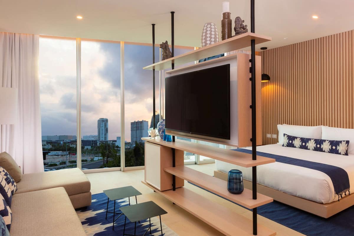 1 quarto, roupas de cama premium, frigobar, cofres nos quartos