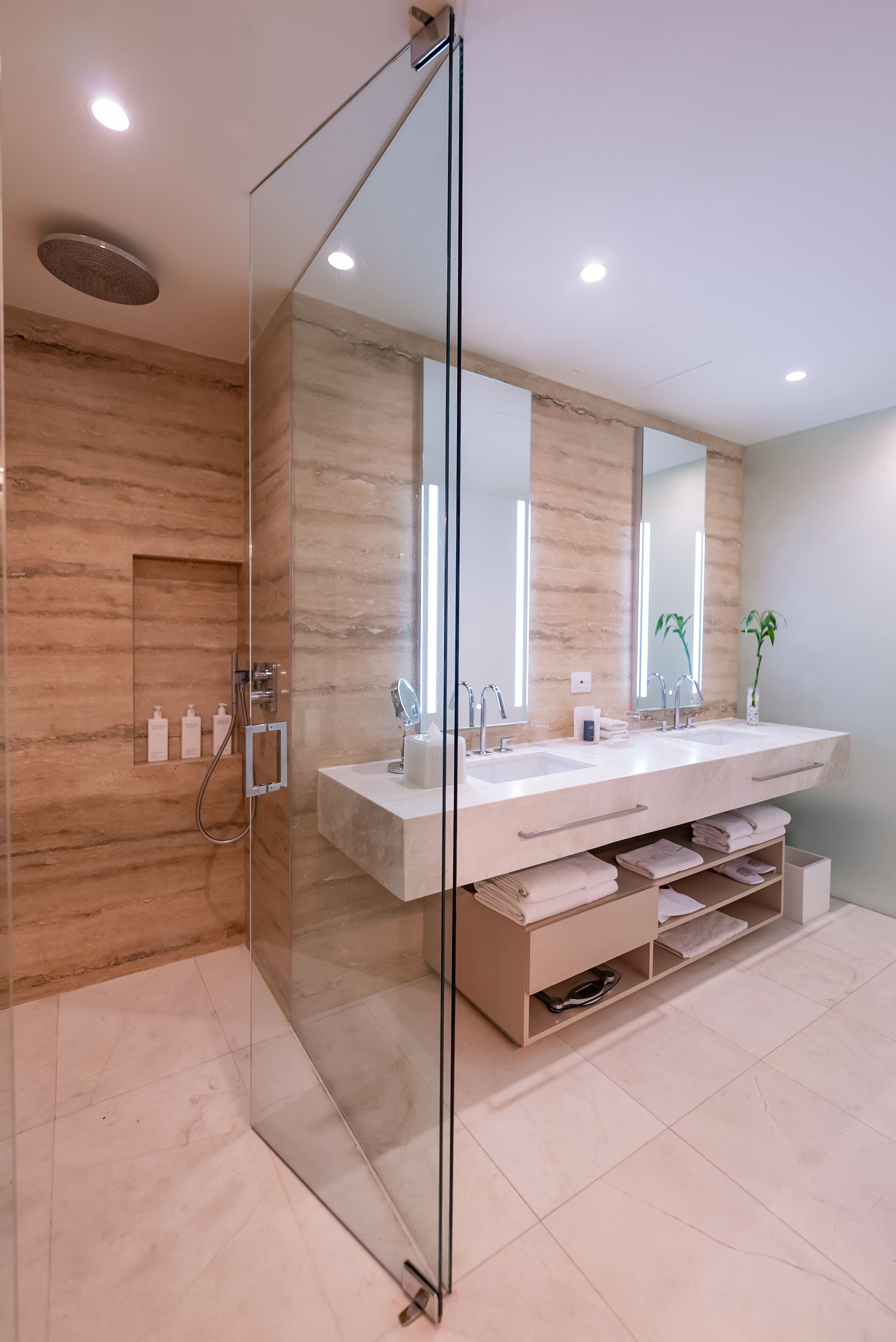 superior double room, 2 double beds | bathroom | designer toiletries, hair dryer, bathrobes, slippers