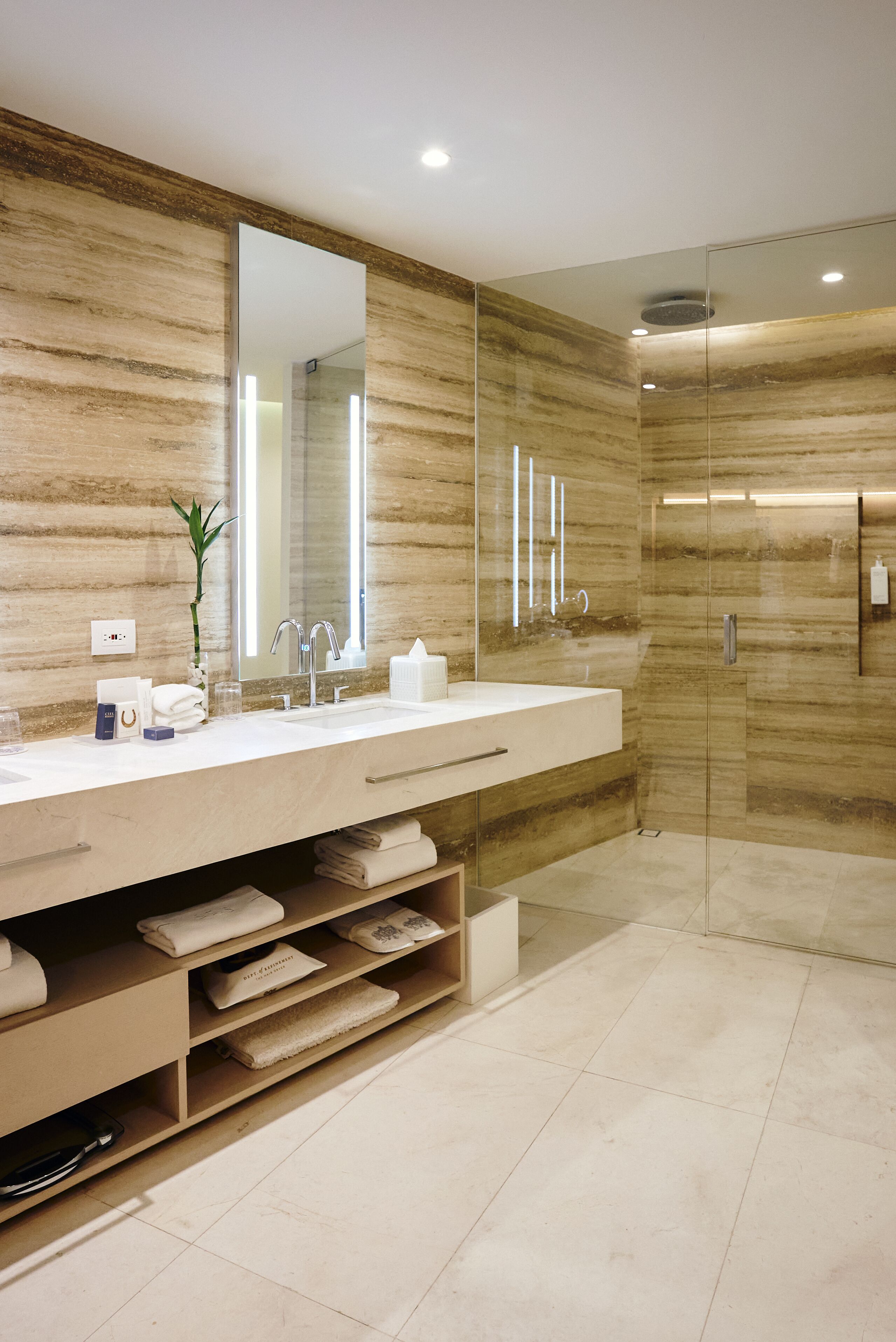 superior room, 1 king bed | bathroom | designer toiletries, hair dryer, bathrobes, slippers