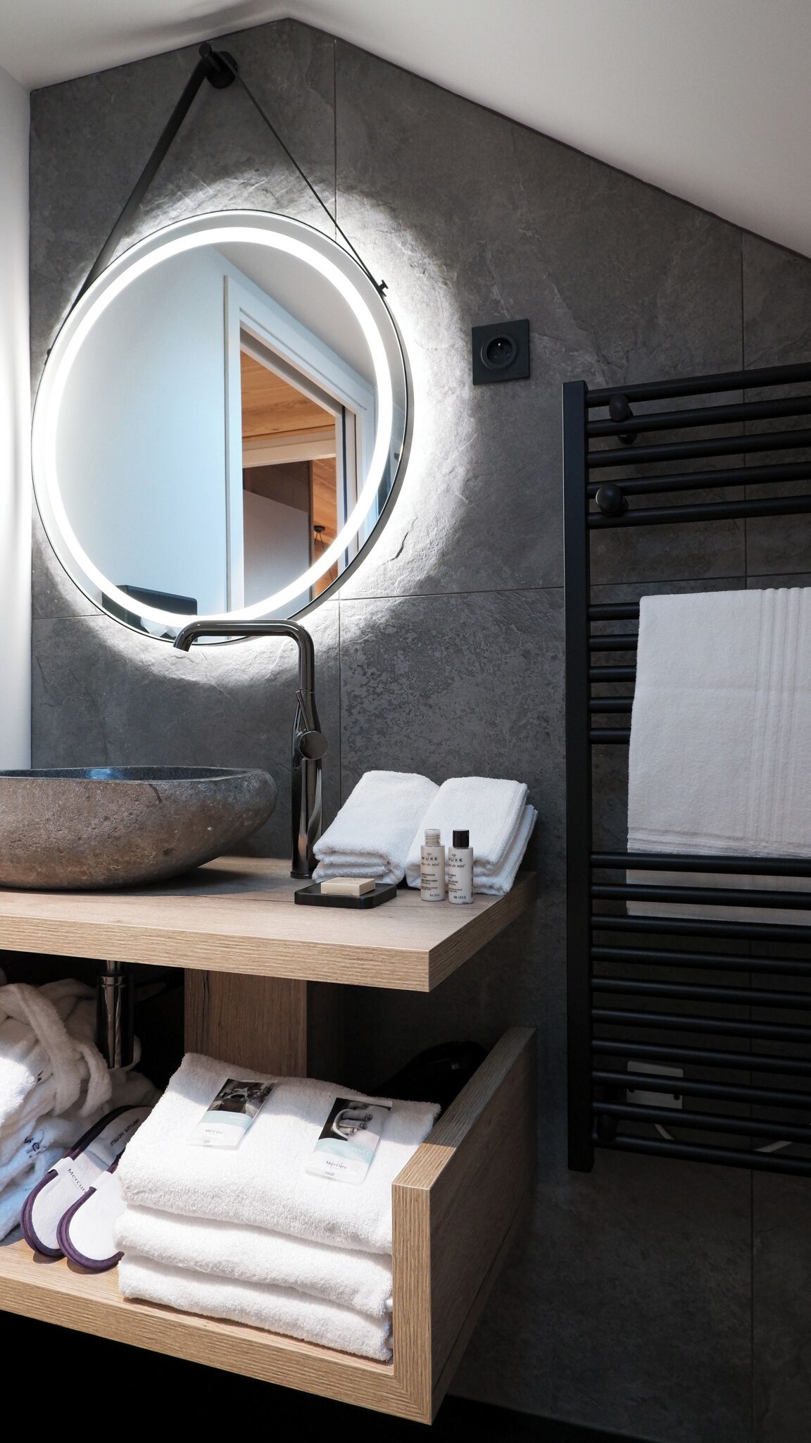 eco-friendly toiletries, hair dryer, bathrobes, slippers