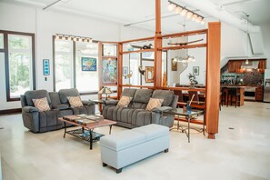 智能电视、壁炉、DVD 播放器、音乐库