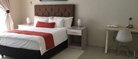 Individually decorated, individually furnished, desk, laptop workspace