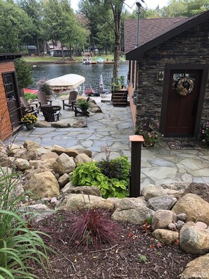 Property grounds - New waterfront house with deck,  dock, close to Old Forge, fireplace, , patio (Old Forge)