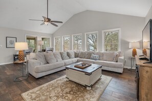 Smart-TV, Tischtennisplatte, Bücher