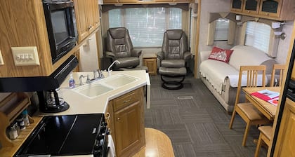 Betsie  - Excellent 35Ft RV Camper in the Woods  Fire Pit & Hot Tub Access