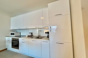 Großer Kühlschrank, Mikrowelle, Ofen, Herdplatte