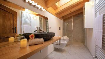 Shower, rainfall showerhead, hair dryer, bidet