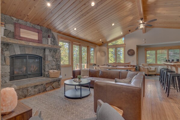 Téléviseur, foyer, jeux vidéo, table de baby-foot