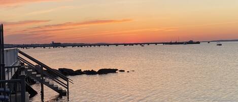 On the beach, sun loungers, beach towels
